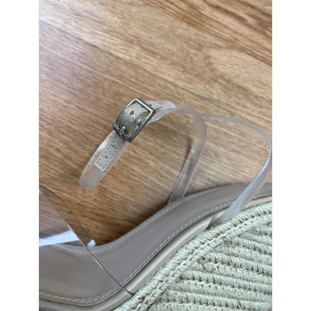 ASOS DESIGN Wide Fit Tasha Espadrille Wedges Sandals in Clear Womens 10 WIDE NEW
